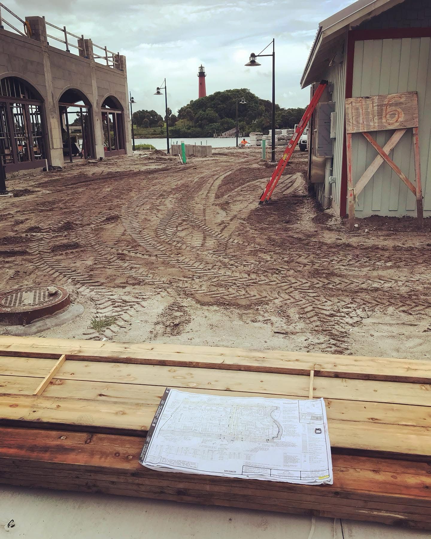 Structural lumber staged on site
